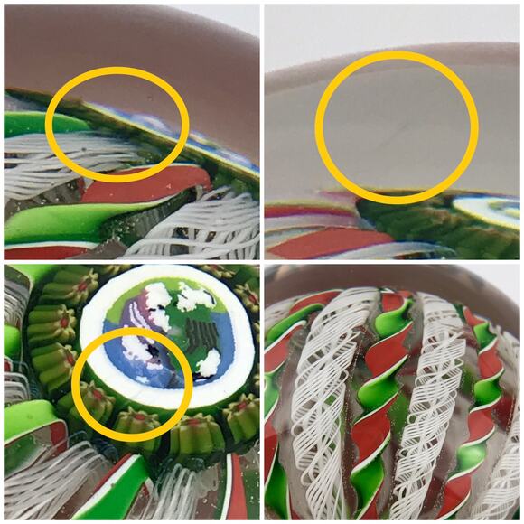 Perthshire 1985 Christmas Crown Shepherd and Sheep Latticinio Twist Paperweight - Picture 12 of 14